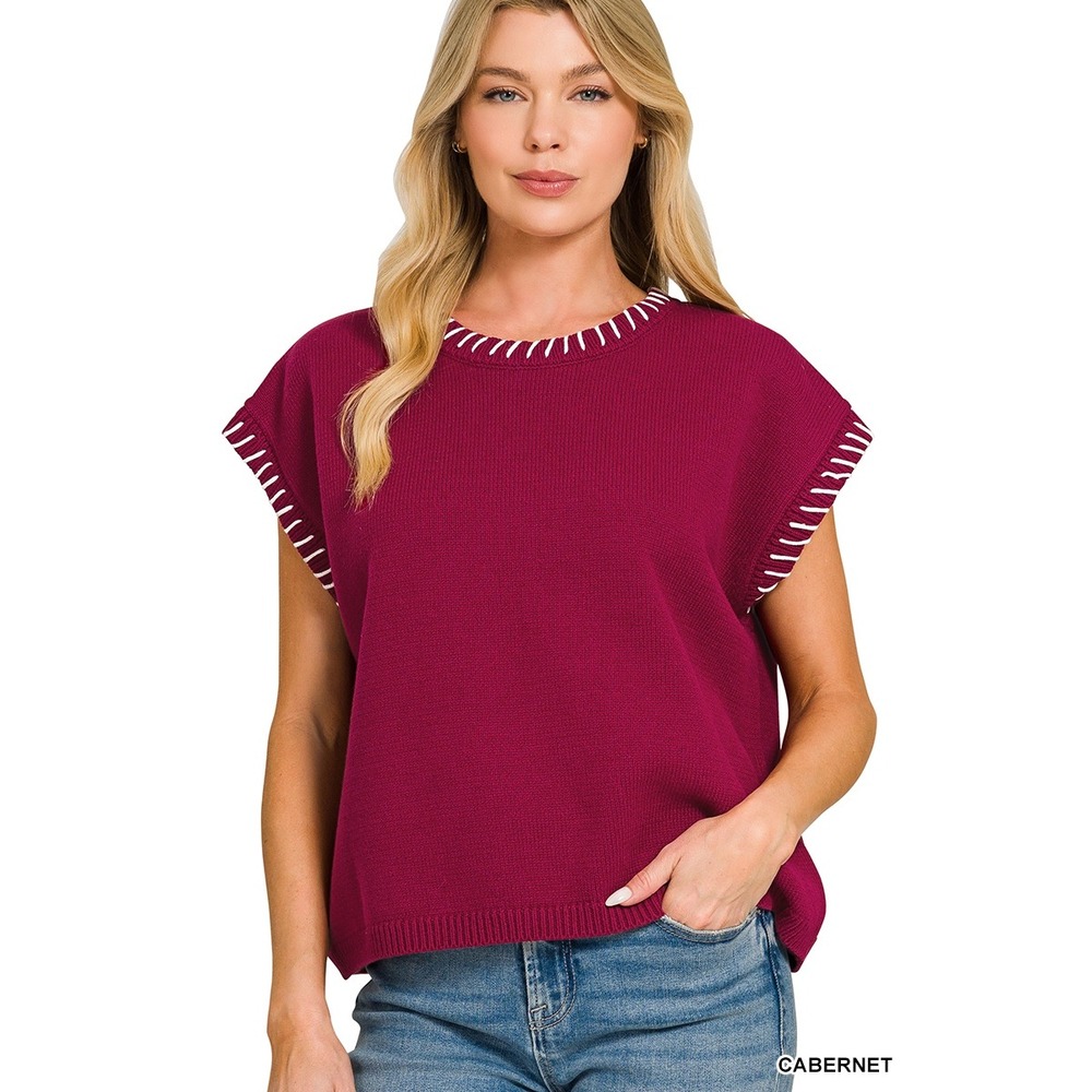 Zenana Burgundy Sweater Vest Sz L